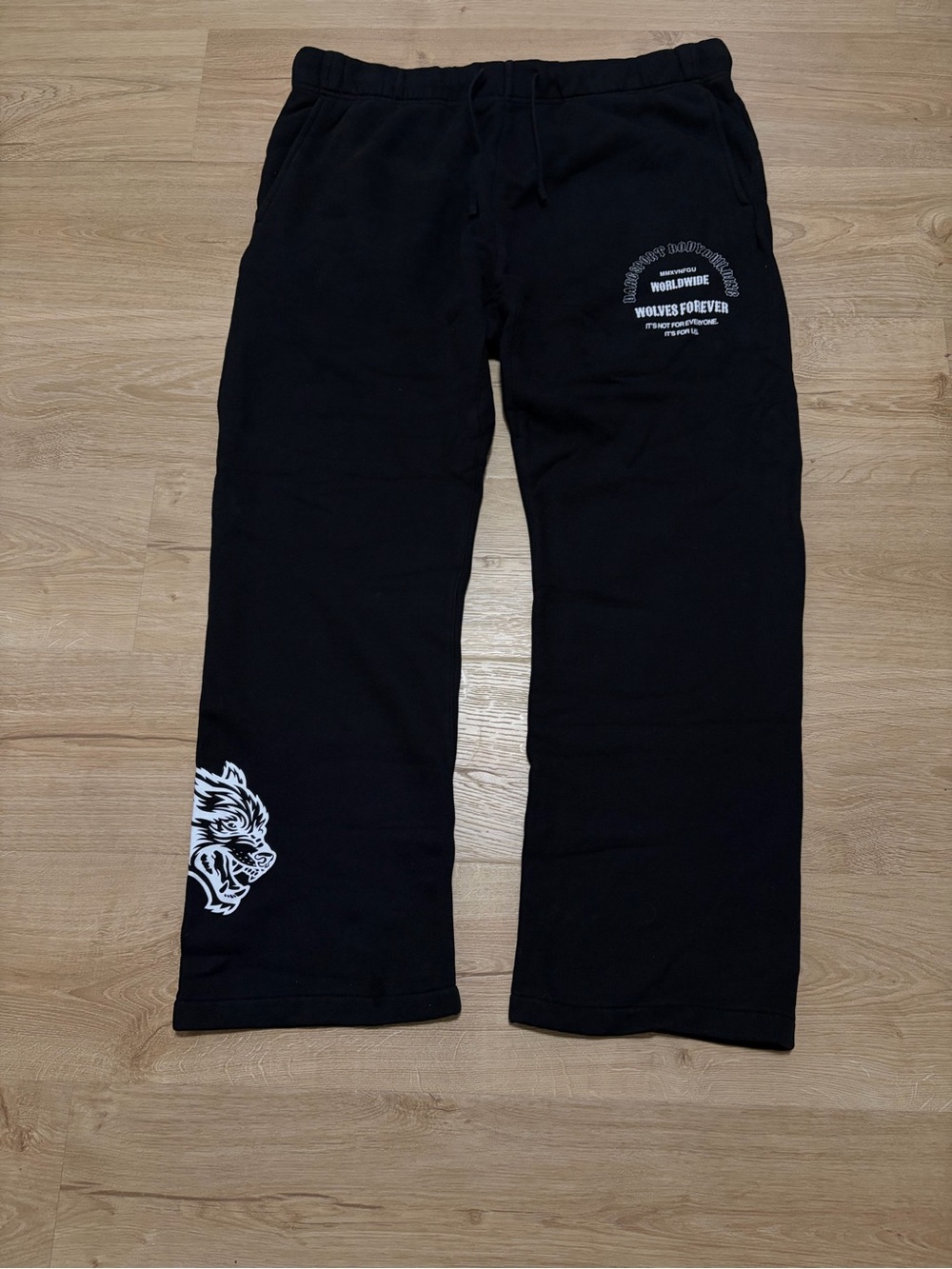 Darc Sport Black Sweatpants with White Wolf Graphic
